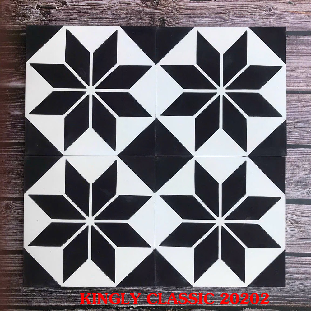 Gạch Bông xi măng Cổ điển đen trắng 20x20 KINGLY CLASSIC 20202