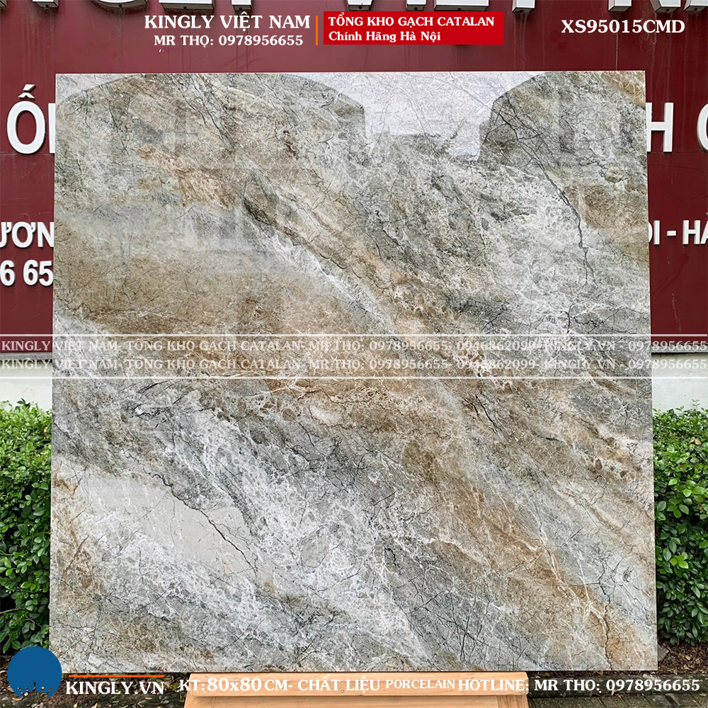 Gạch vân đá tự nhiên màu xanh Catalan 80x80 XS95015