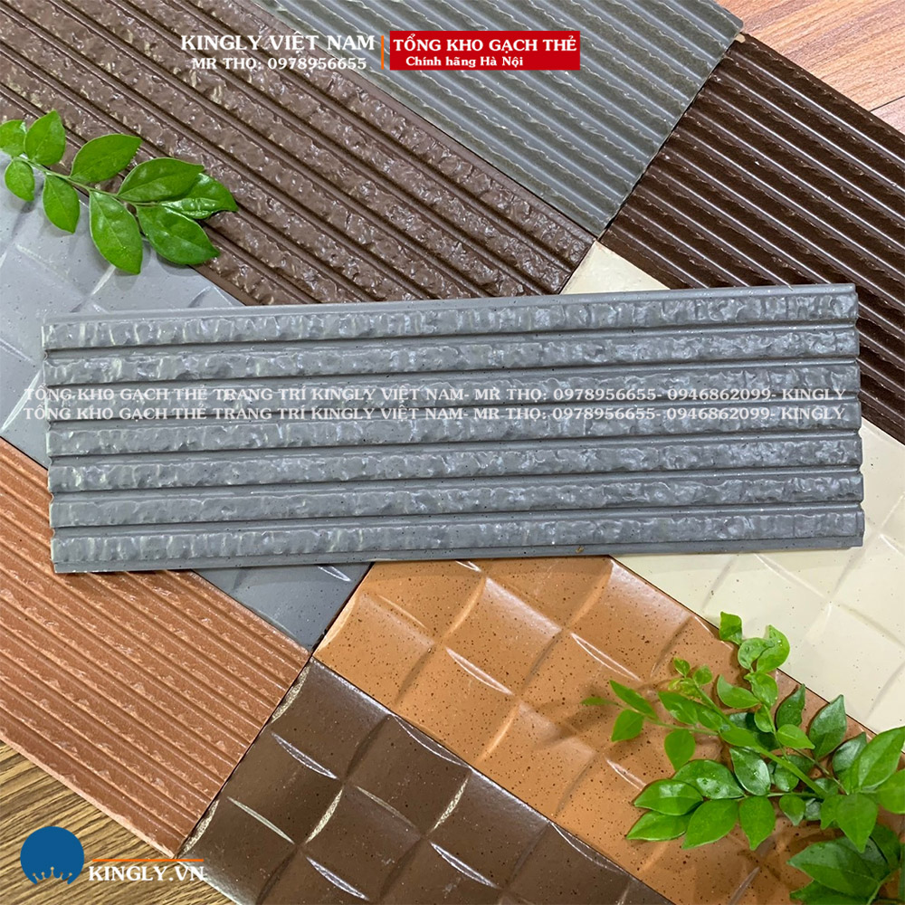 Gạch thẻ trang trí 10x33 màu ghi xám 103307